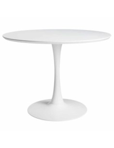Mesa TUL (TO), base de metal, tapa lacada blanca, 120 cms de diámetro