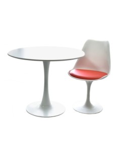 Mesa TUL (TO), base de metal, tapa lacada blanca, 120 cms de diámetro 2