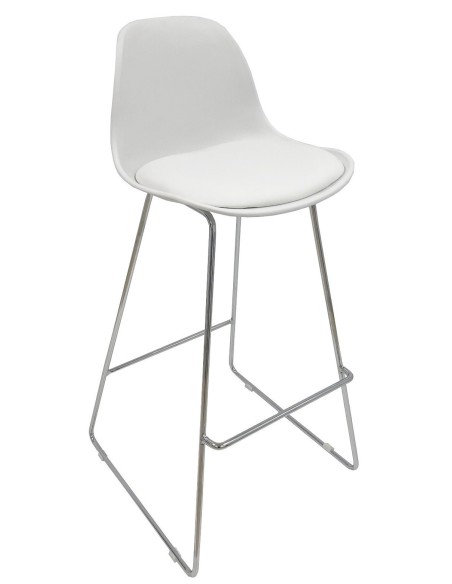 Taburete TOW FIBB, cromado, carcasa y tapizado blanco