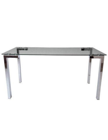Mesa LAINEY 140 (M), cromada, cristal, 140x80 cms
