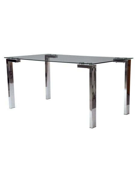 Mesa LAINEY 160 (M), cromada, cristal, 160x90 cms