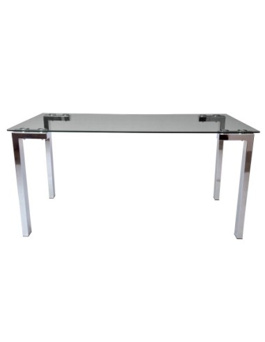Mesa LAINEY 160 (M), cromada, cristal, 160x90 cms