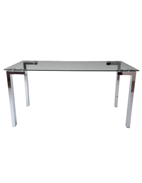 Mesa LAINEY 160 (M), cromada, cristal, 160x90 cms