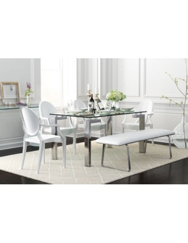 Mesa LAINEY 160 (M), cromada, cristal, 160x90 cms