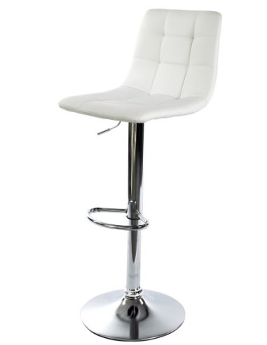 Taburete DESEO NEW (M), cromado, similpiel blanca