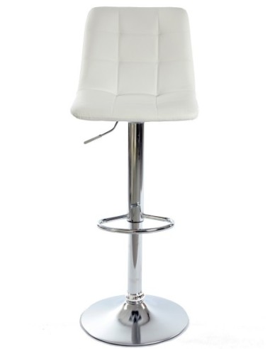Taburete DESEO NEW (M), cromado, similpiel blanca