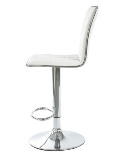 Taburete CUBUS ( M ), cromado, similpiel blanca