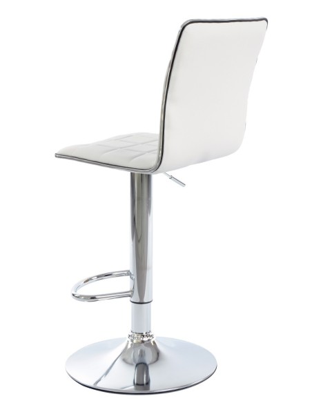 Taburete CUBUS ( M ), cromado, similpiel blanca