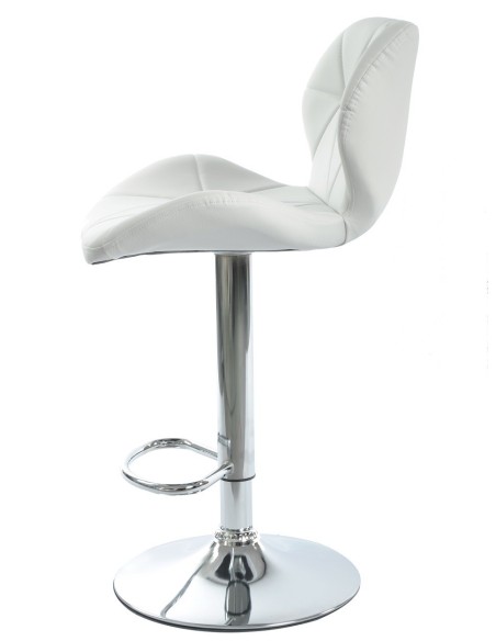Taburete ORLANDO (M), cromado, similpiel blanca