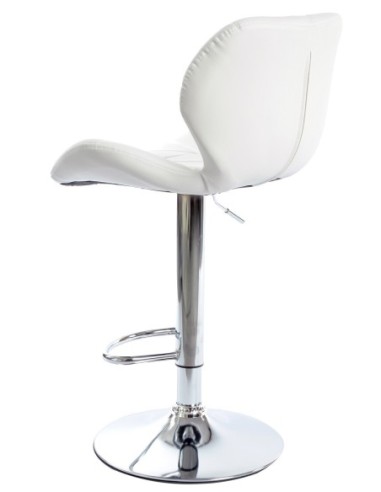 Taburete ORLANDO (M), cromado, similpiel blanca
