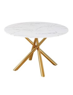 Mesa SAHARA, metal dorado, tapa de cristal templado, 120 cms de diámetro