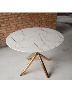 Mesa SAHARA, metal dorado, tapa de cristal templado, 120 cms de diámetro 2