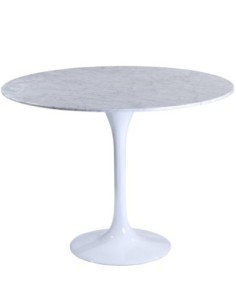 Mesa TUL, fibra de vidrio, mármol blanco, 120 cms de diámetro
