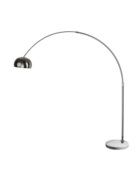 Lámpara AR, pie salón,  cromada, base mármol blanco