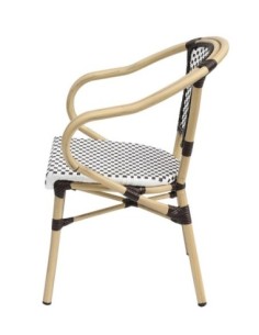 Sillón PARIS, apilable, aluminio, ratán blanco y marrón 2