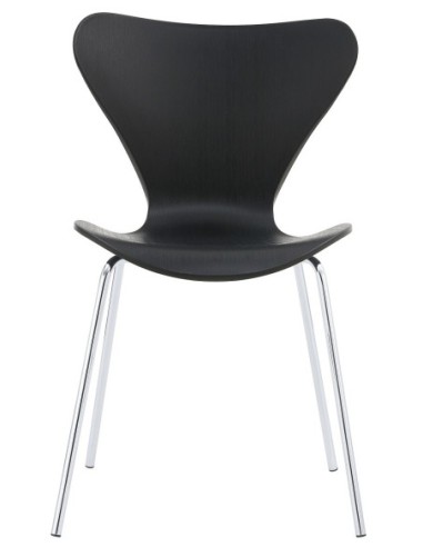 Silla ARNE NEW, apilable, cromada, polipropileno negro