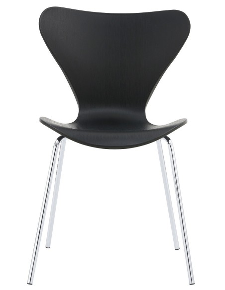 Silla ARNE NEW, apilable, cromada, polipropileno negro