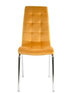 Silla AROA, cromada, tapizada velvet amarillo 2