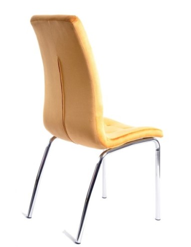 Silla AROA, cromada, tapizada velvet amarillo