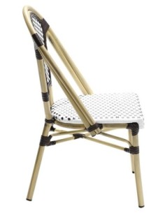 Silla PARIS, apilable, aluminio, ratán blanco y marrón 2