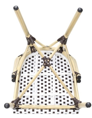 Silla PARIS, apilable, aluminio, ratán blanco y marrón