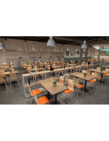 Silla AMELIE, apilable, acero inoxidable, asiento laminado HPL, color natural