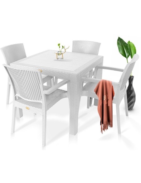 Mesa MIJAS, polipropileno blanco, 90 x 90 cms