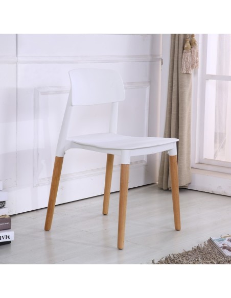 Silla CROSCAT (SU), madera, polipropileno blanco