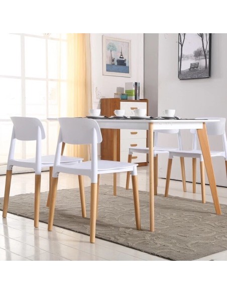 Silla CROSCAT (SU), madera, polipropileno blanco