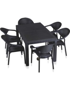 Mesa MIJAS, polipropileno negro, 150 x 90 cms