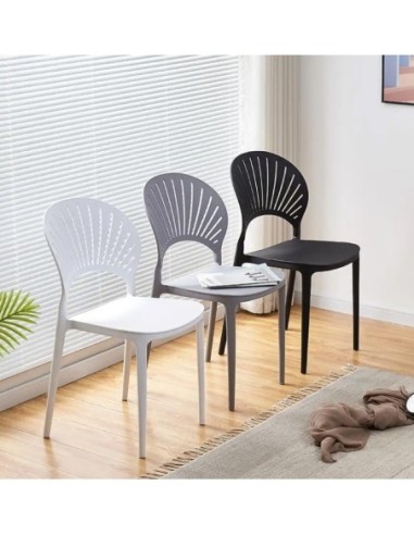 Silla ABANICO, apilable, polipropileno blanco