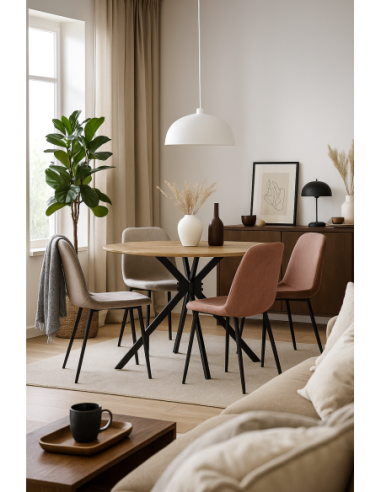 Mesa MINERVA NEW, metal, madera, 120 cms de diámetro