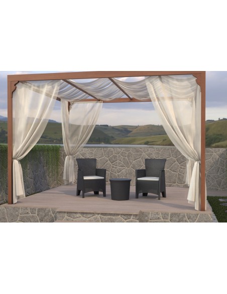 Sillón ILEÓN, polipropileno antracita, cojín beige