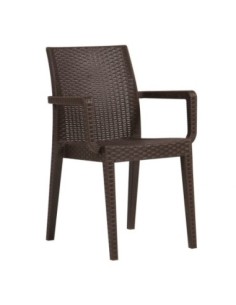 Sillón GLADY, apilable, polipropileno marrón chocolate