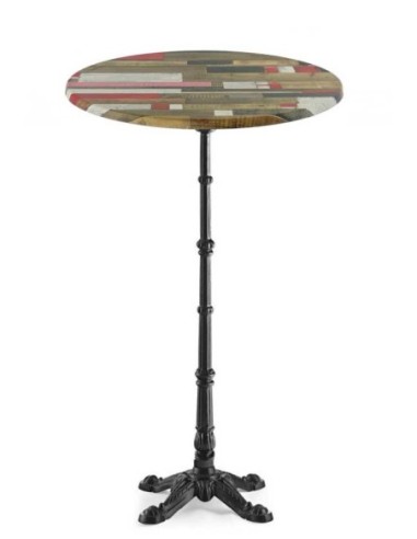 Mesa alta BRISTOL, fundición, 4 pies, negra, tapa 70 cms. Color a elegir