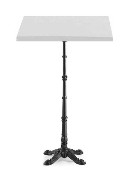 Mesa alta BRISTOL, fundición, 4 pies, negra, tapa 70x70 cms. Color a elegir