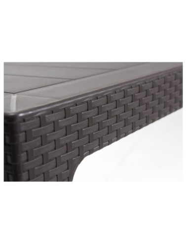 Mesa TROPICAL, ratán, polipropileno marrón chocolate, 80 x 80 cms