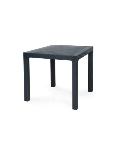 Mesa TROPICAL, ratán, polipropileno antracita, 80 x 80 cms