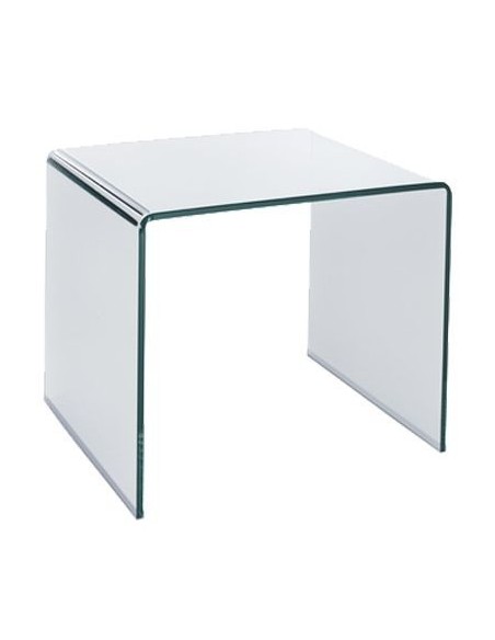 Mesa CHEVAL (SU), baja, cristal curvado, 60 x 60 cms