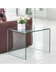 Mesa CHEVAL (SU), baja, cristal curvado, 60 x 60 cms 2