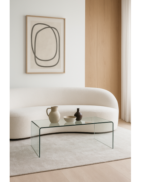 Mesa CHEVAL (SU), baja, cristal curvado, 100 x 48 cms