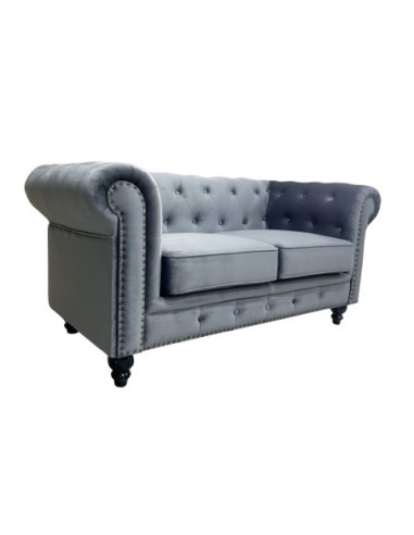 Sofá CHESTER PREMIUM, 2 plazas, tapizado velvet gris