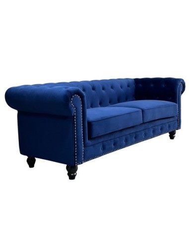 Sofá CHESTER PREMIUM, 3 plazas, tapizado velvet azul navy