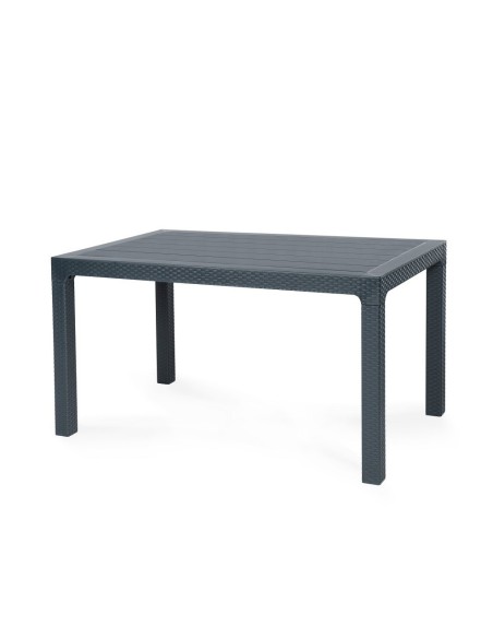 Mesa TROPICAL, ratán, polipropileno antracita, 140 x 80 cms