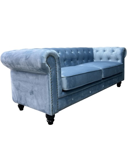 Sofá CHESTER PREMIUM, 3 plazas, tapizado velvet dusky azul