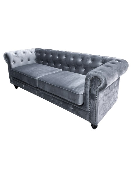 Sofá CHESTER PREMIUM, 3 plazas, tapizado velvet gris