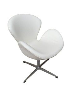 Sillón SW, tapizado en similpiel blanca