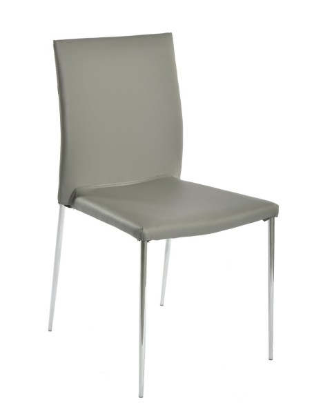Silla INMA, apilable, metal, similpiel gris oscuro