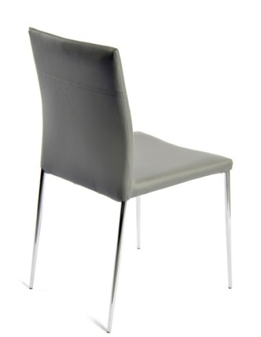 Silla INMA, apilable, metal, similpiel gris oscuro
