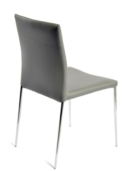 Silla INMA, apilable, metal, similpiel gris oscuro